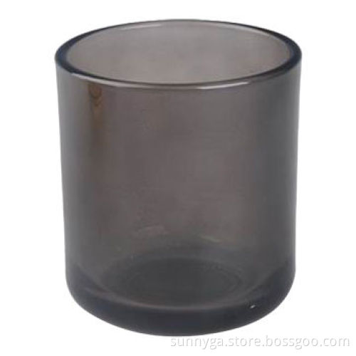 8.5Oz Thickness Wall Glass Candle Holder with Warm Grey Color Outside